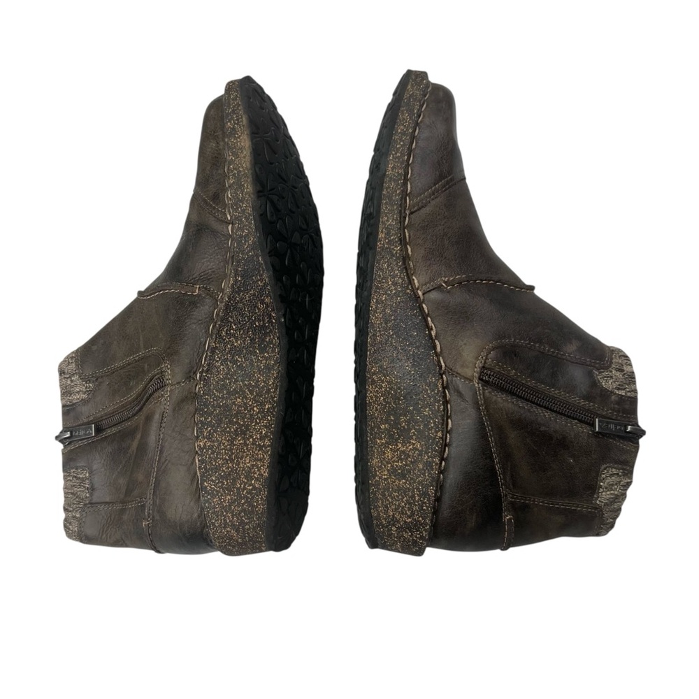Aetrex Tessa Sweater Ankle Boot 10 Brown Nubuck Leather Booties Casual Cabincore - Picture 6 of 11